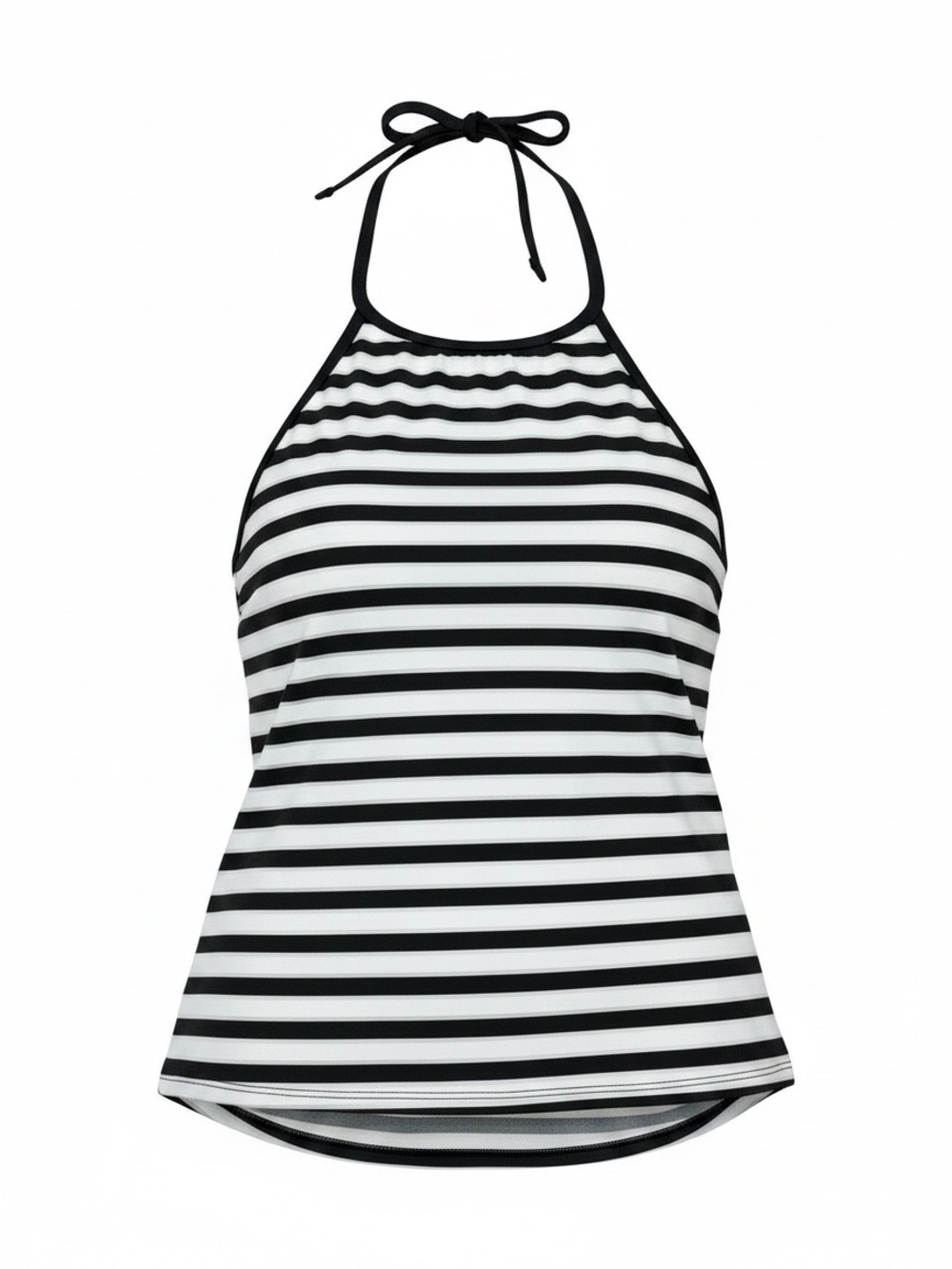 La Blanca White, Black and Silver High Neck Tankini Top